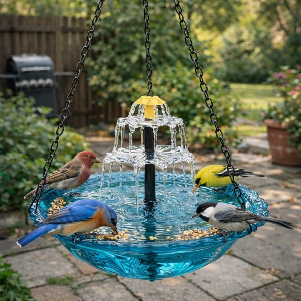 Solar Cascade Hanging Bird Bath Fountain