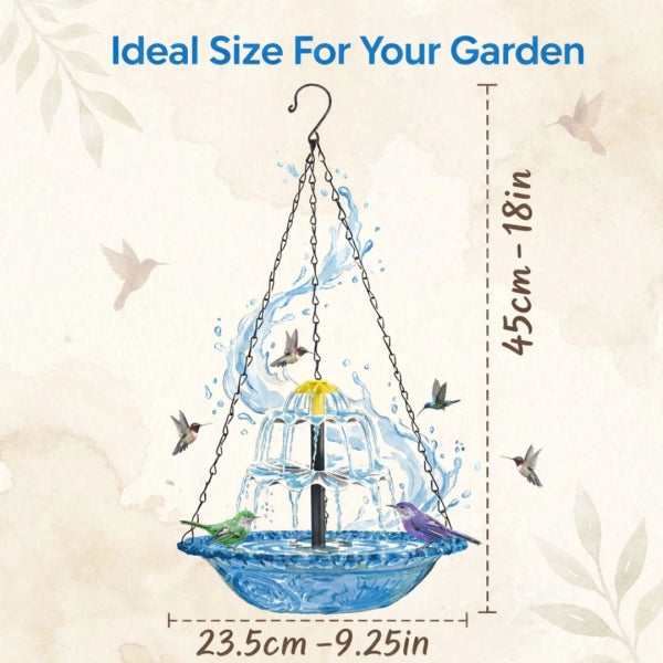 Solar Cascade Hanging Bird Bath Fountain